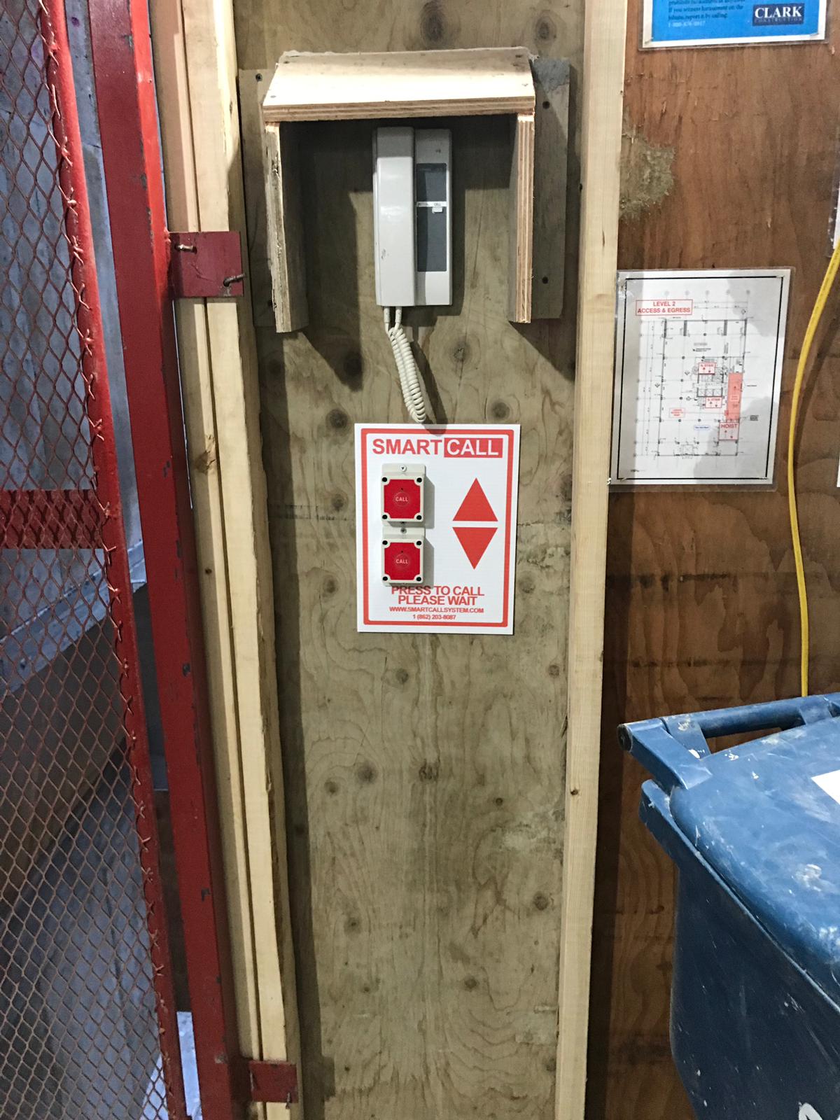 PATENT PENDING WIRELESS HOIST CALL BOX. Up/Down call buttons on every floor transmits RF signal for a distance of 1600-2600ft. hoistcom,hoist intercom,hoist callbox, hoist call box, smartcall, smartcall system,hoist communication system